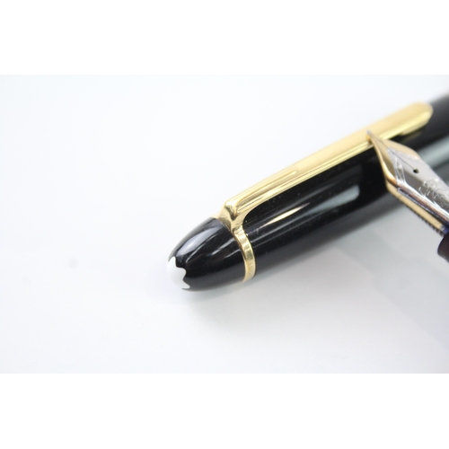 447 - Montblanc Meisterstuck Black Fountain Pen w/ 14ct White Gold Nib WRITING