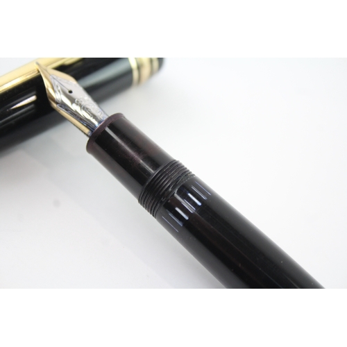 447 - Montblanc Meisterstuck Black Fountain Pen w/ 14ct White Gold Nib WRITING