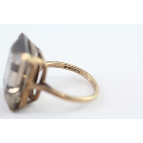 48 - 9ct gold smokey quartz cocktail ring (7.3g) Size N