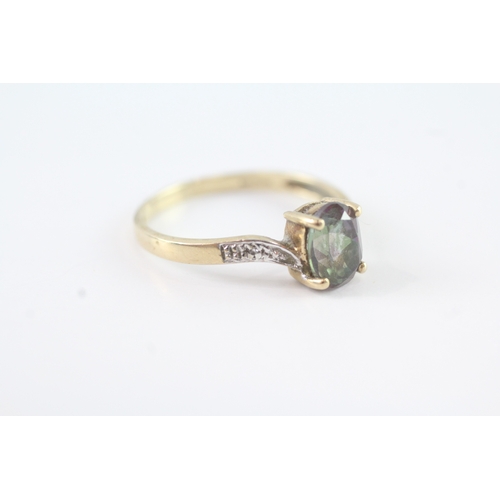 52 - 9ct gold mystic topaz & diamond dress ring (2.2g)