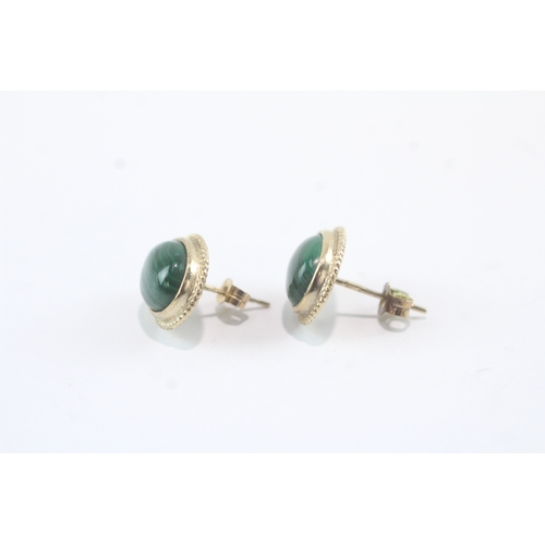 55 - 9ct gold malachite stud earrings (3.4g)