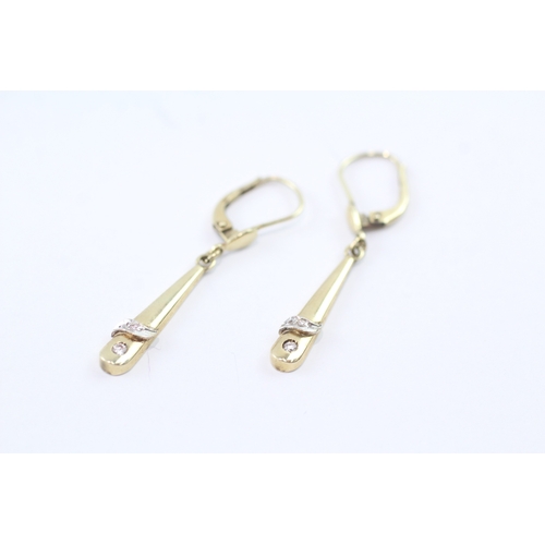 6 - 14ct gold diamond drop earrings (2.4g)