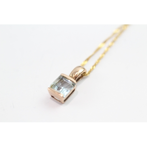 71 - 9ct gold blue gemstone pendant necklace (1.8g)