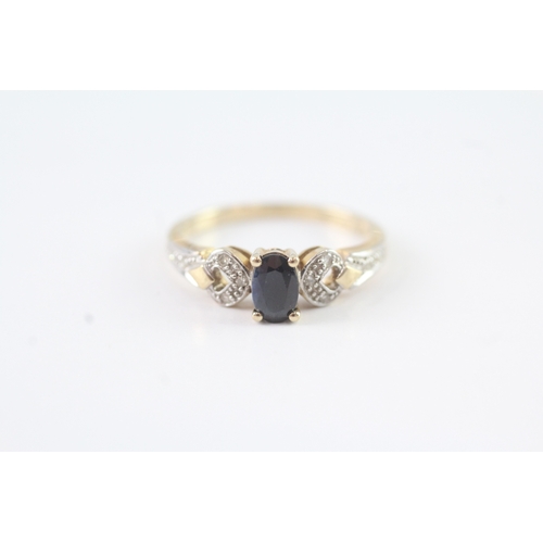 79 - 9ct gold sapphire & diamond dress ring (1.9g) Size M