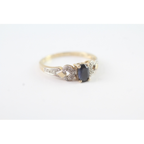 79 - 9ct gold sapphire & diamond dress ring (1.9g) Size M