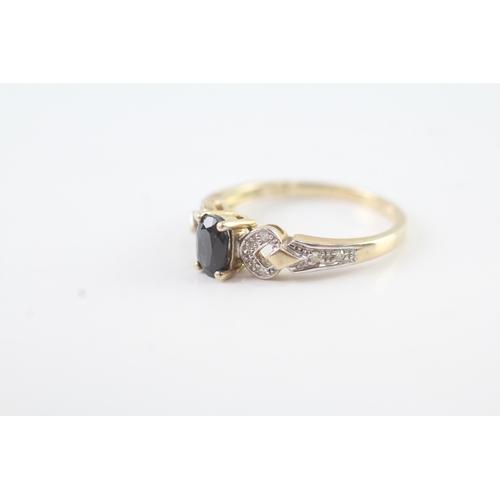 79 - 9ct gold sapphire & diamond dress ring (1.9g) Size M