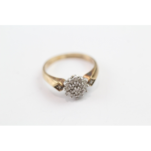 8 - 9ct gold diamond cluster dress ring (2.4g) Size J