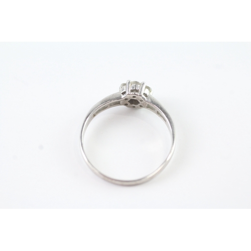 83 - 9ct white gold diamond set cluster ring (2.2g) Size R