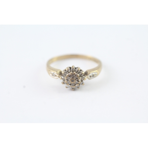 95 - 9ct gold vintage diamond cluster ring (1.9g) Size L