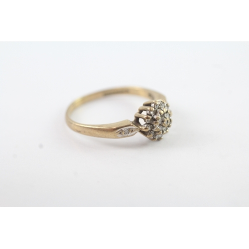 95 - 9ct gold vintage diamond cluster ring (1.9g) Size L