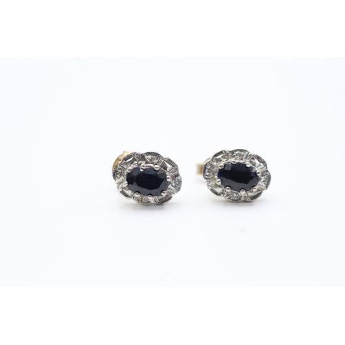 120 - 9ct gold sapphire stud earrings (1.4g)