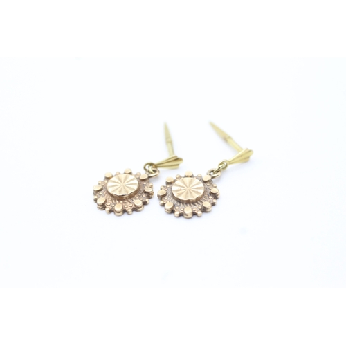 121 - 9ct gold circle drop earrings (1.6g)