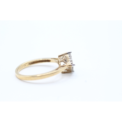 147 - 10kt gold diamond set cluster ring (2.2g) Size N