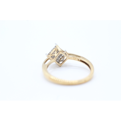 147 - 10kt gold diamond set cluster ring (2.2g) Size N