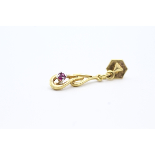 148 - 9ct gold ruby twist drop earrings (1.8g)