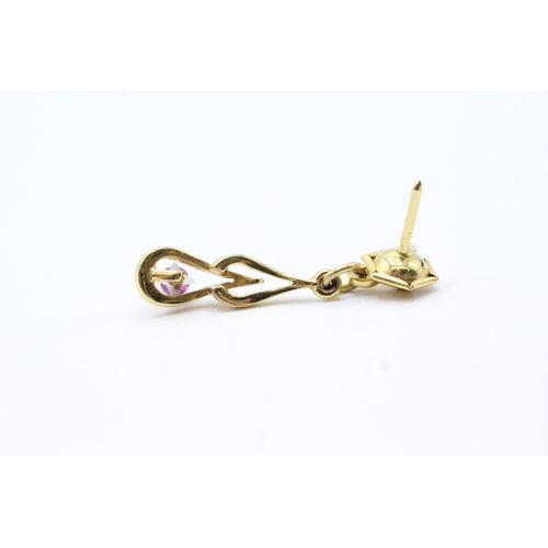 148 - 9ct gold ruby twist drop earrings (1.8g)