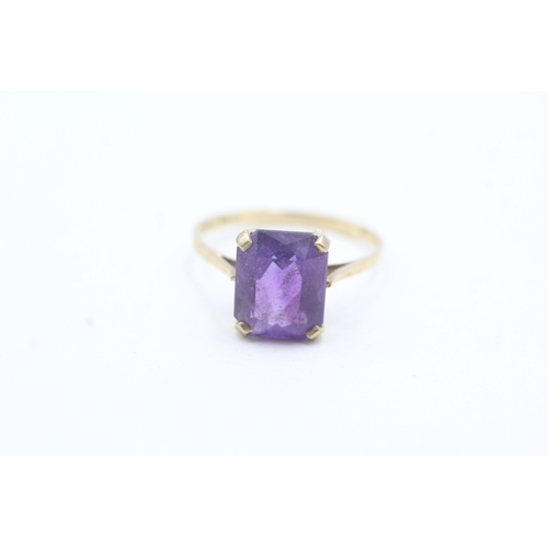 15 - 9ct gold amethyst single stone dress ring (1.4g) Size N