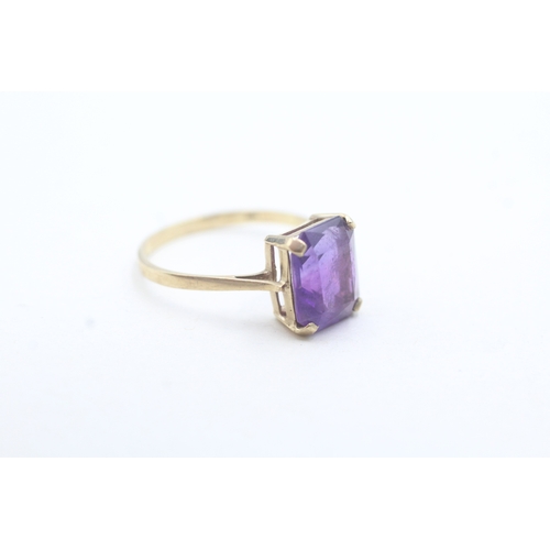 15 - 9ct gold amethyst single stone dress ring (1.4g) Size N