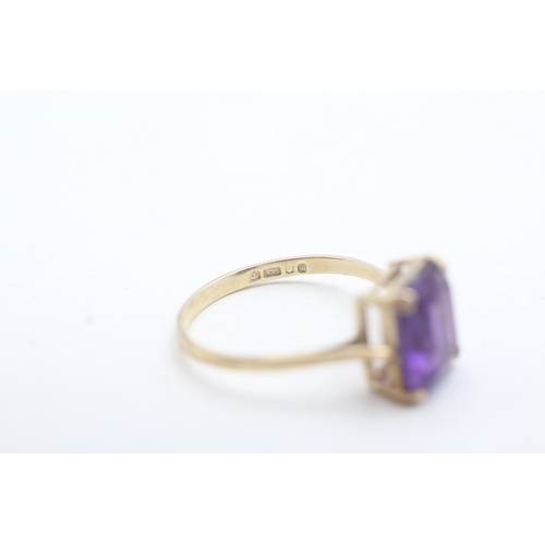 15 - 9ct gold amethyst single stone dress ring (1.4g) Size N