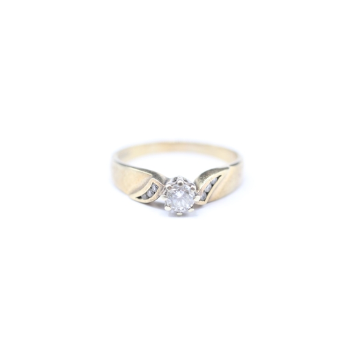 157 - 9ct gold diamond solitaire ring (2.4g) Size M