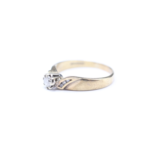 157 - 9ct gold diamond solitaire ring (2.4g) Size M