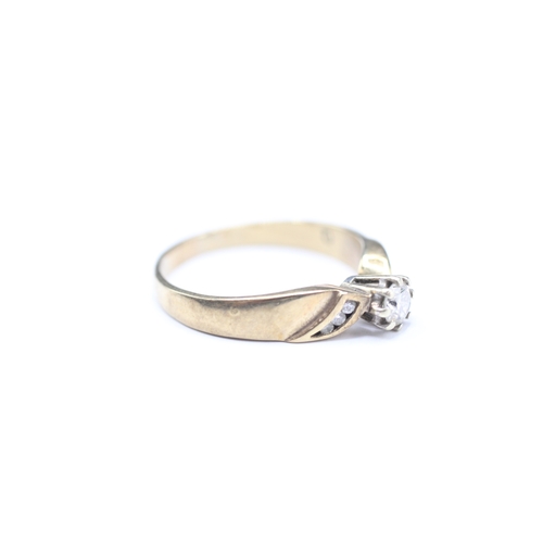 157 - 9ct gold diamond solitaire ring (2.4g) Size M