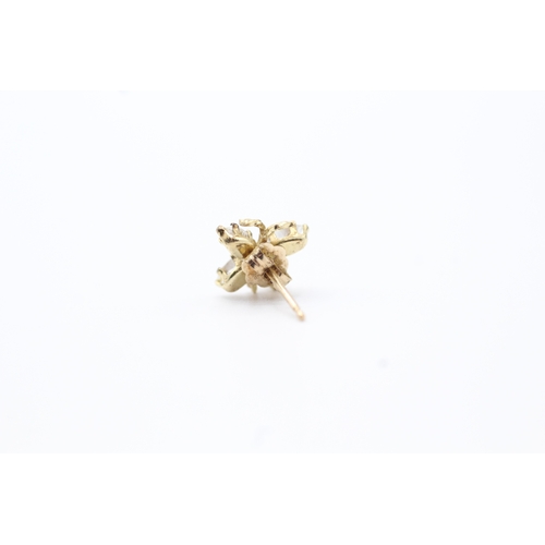 171 - 9ct gold clear gemstone butterfly stud earrings (0.7g)