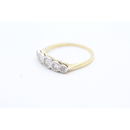 23 - 15ct gold diamond five stone ring (2.3g) Size O