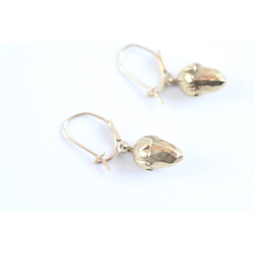 27 - 9ct gold acorn clip earrings (1g)