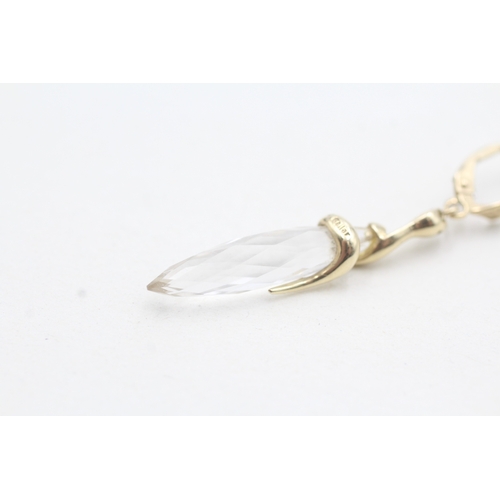 39 - 9ct gold quartz Uri Geller snake drop earrings (3.5g)