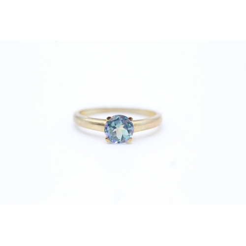 53 - 9ct gold coated topaz set solitaire ring (1.6g) Size N 1/2