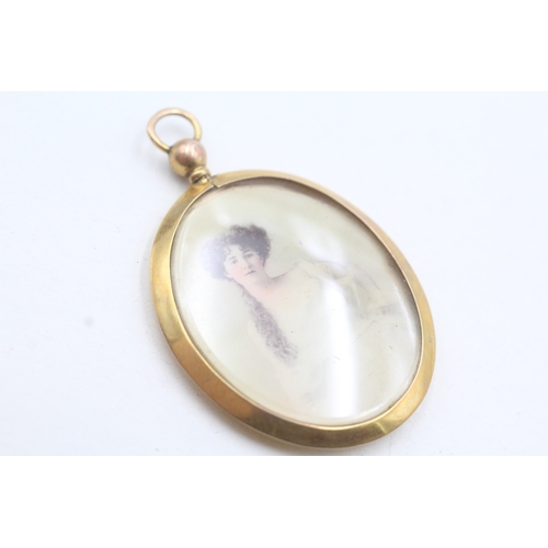 6 - 9ct gold Edwardian photo pendant (6.3g)