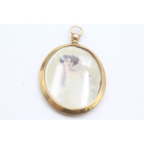 6 - 9ct gold Edwardian photo pendant (6.3g)