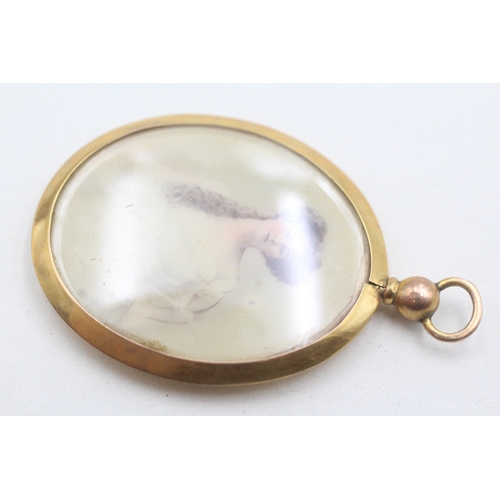 6 - 9ct gold Edwardian photo pendant (6.3g)