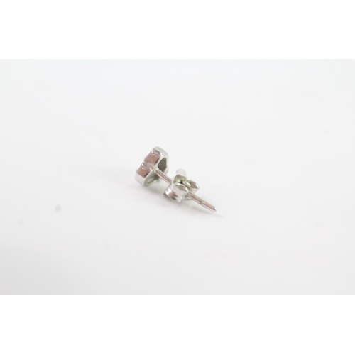 89 - 9ct white gold diamond heart shape stud earrings (0.8g)