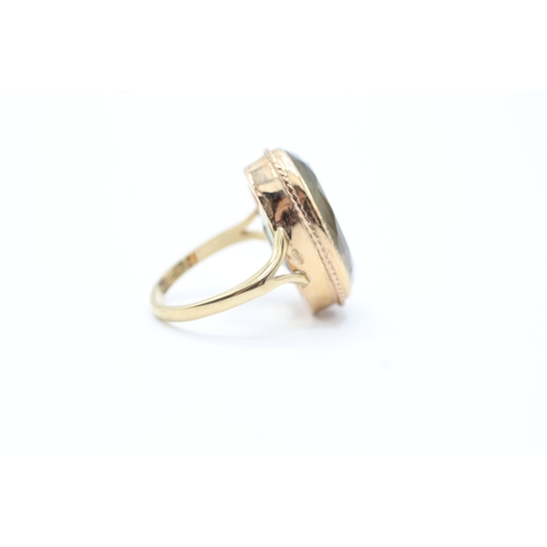 97 - 9ct gold citrine cocktail ring (6.4g) Size L