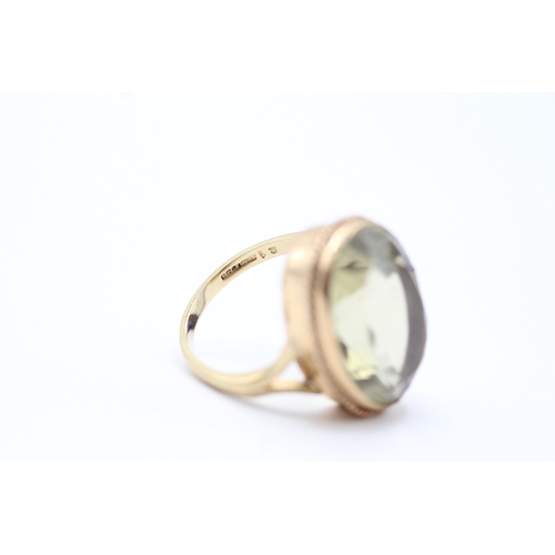 97 - 9ct gold citrine cocktail ring (6.4g) Size L