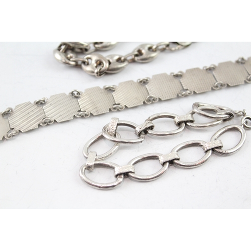 317 - Collection of Sterling Silver Bracelets inc. Mid Century, Anchor, Panel x 3 58g