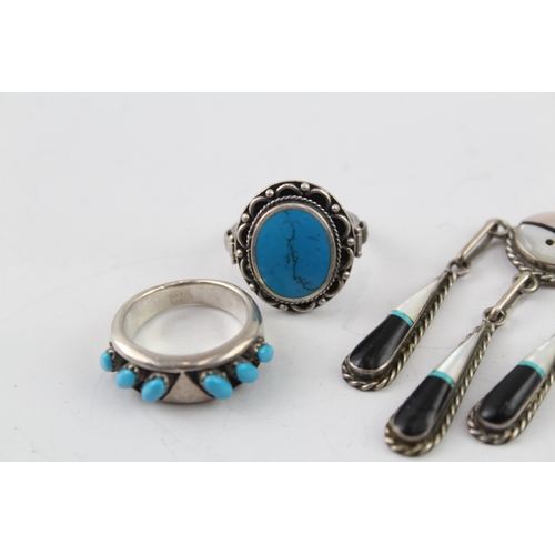 324 - Collection of Sterling Silver Native Jewellery inc. Carolyn Pollack x 4 37g