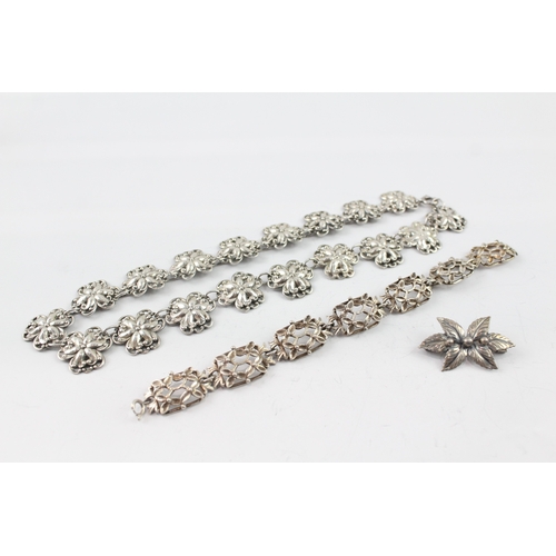 330 - Collection of Sterling Silver Jewellery inc. Scandi, Floral, Collar x 3 47g