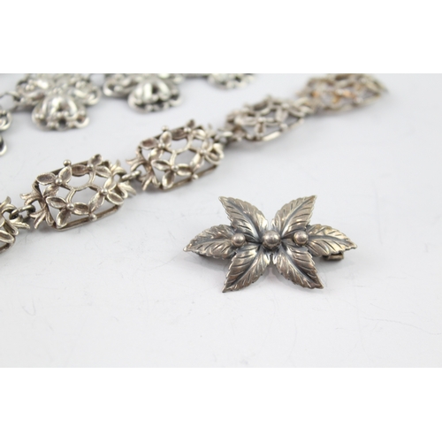 330 - Collection of Sterling Silver Jewellery inc. Scandi, Floral, Collar x 3 47g