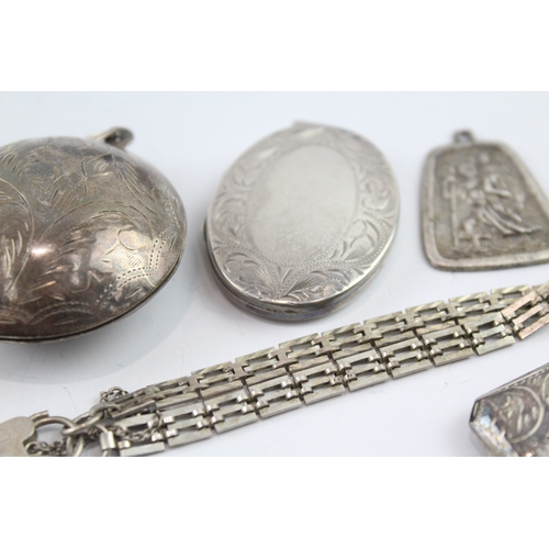 332 - Collection of Sterling Silver Mid Century Jewellery inc. Locket x 6 80g