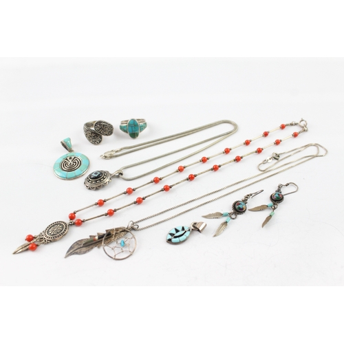 334 - Collection of Sterling Silver Native Jewellery inc. Carolyn Pollack x 8 50g