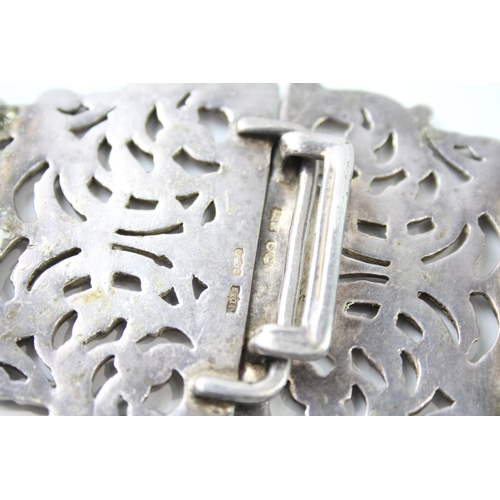 391 - Vintage Hallmarked 1938 Sheffield Sterling Silver Large Ornate Belt Buckle 103g