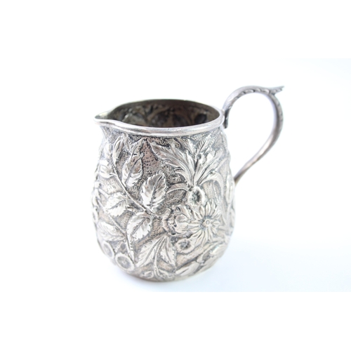 394 - Antique Stamped .925 Sterling Silver American Floral Kirk & Son Cream Jug (113g)