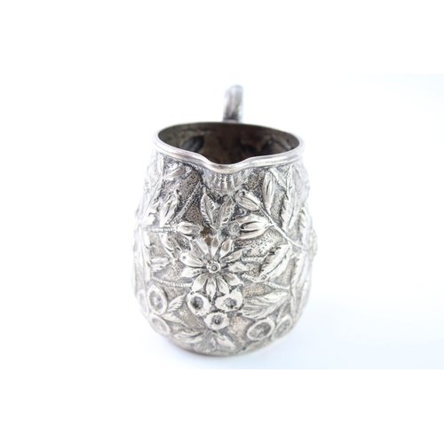 394 - Antique Stamped .925 Sterling Silver American Floral Kirk & Son Cream Jug (113g)