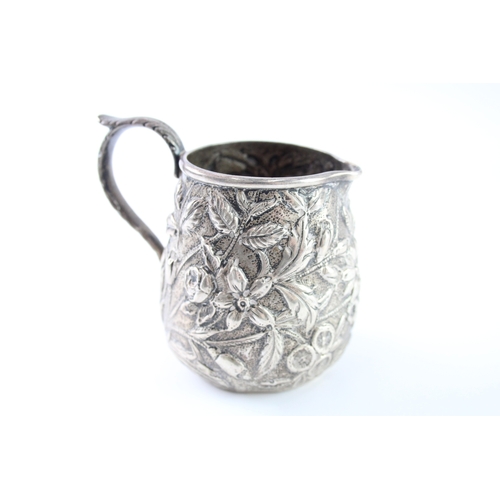 394 - Antique Stamped .925 Sterling Silver American Floral Kirk & Son Cream Jug (113g)