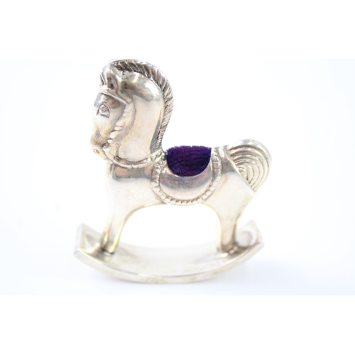 397 - Vintage Stamped .925 Sterling Silver Novelty Rocking Horse Pin Cushion (20g)