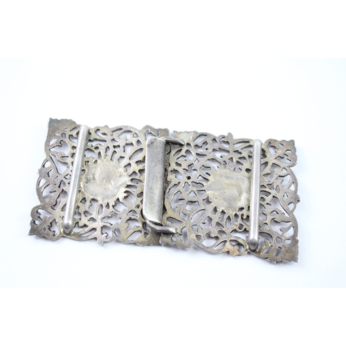 406 - Antique Victorian 1894 London Sterling Silver Ornate Ladies Belt Buckle (57g)