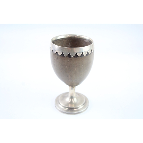 418 - Antique George III 1808 London Sterling Silver Coconut Cup / Chalice (145g)